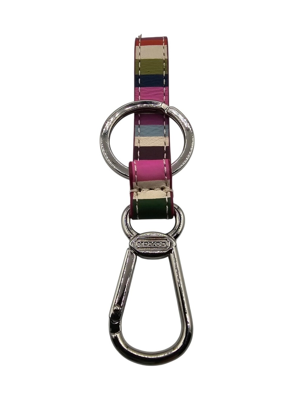 Coach Multicolor Striped Leather Key Holder with Silver Hardware - Picture 6 of 6